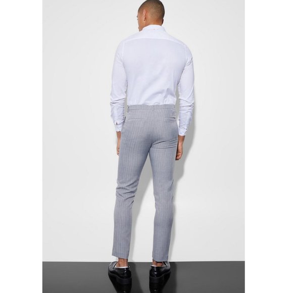 BOOHOO MEN'S SKINNY TEXTURED DRESS PANTS IN NAVY SIZE 28 - NWT $50 - Picture 2 of 11